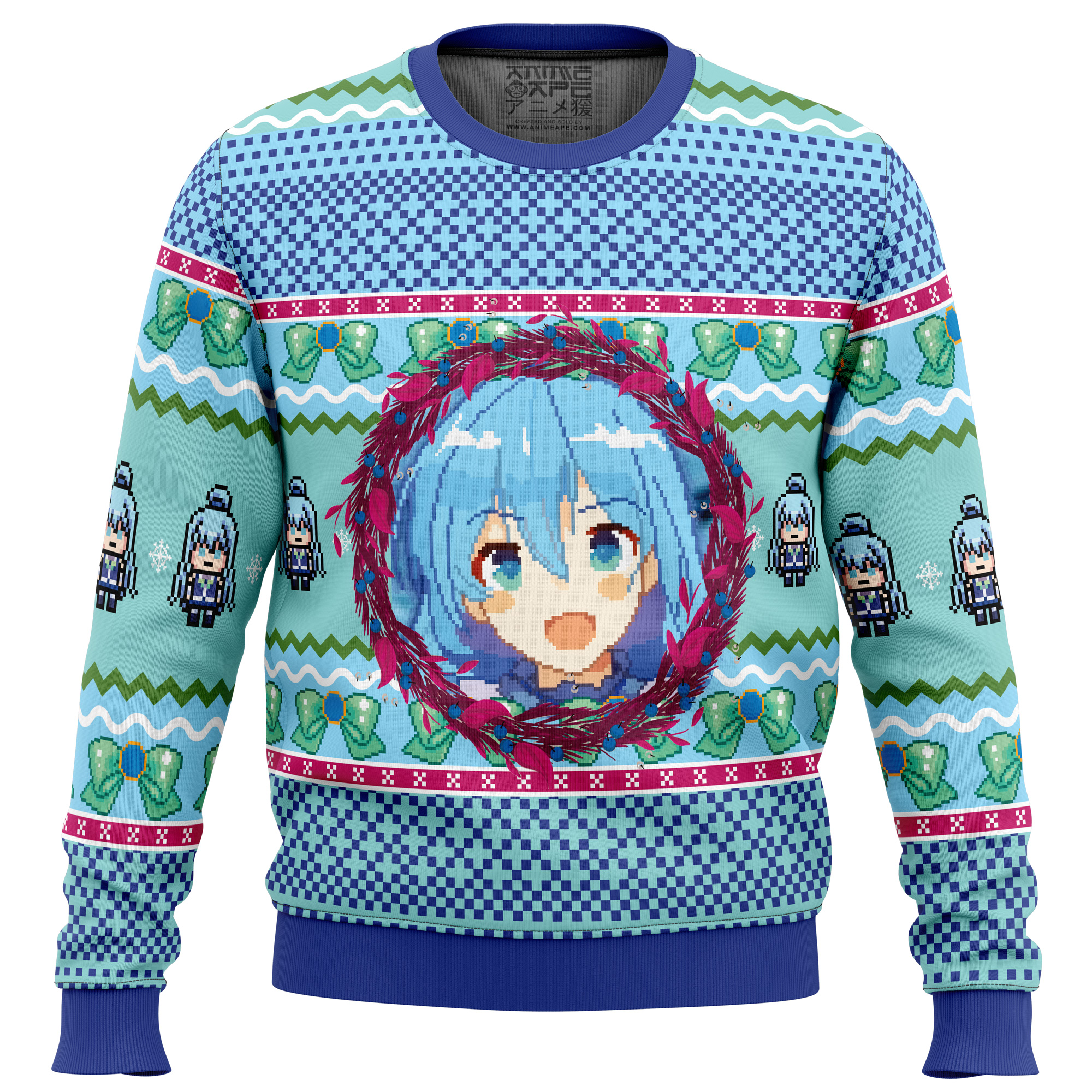 Aqua KonoSuba Ugly Christmas Sweater - Chow Down Movie Store