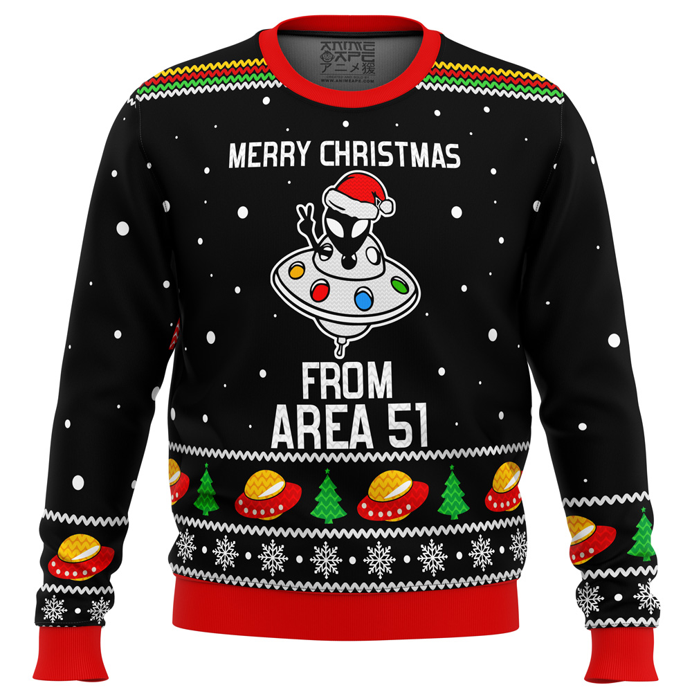 Area 51 Aliens Ugly Christmas Sweater - Chow Down Movie Store