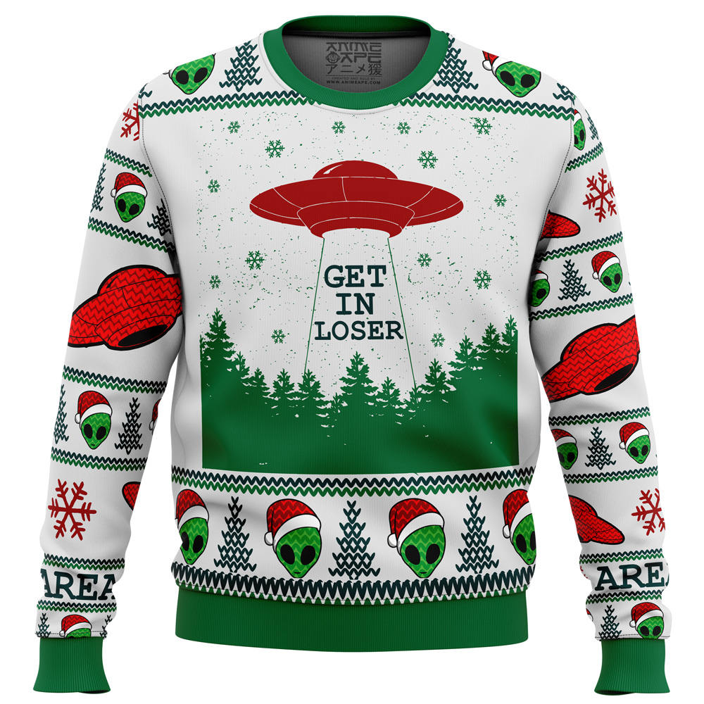 Area 51 Get in Loser Ugly Christmas Sweater - Chow Down Movie Store