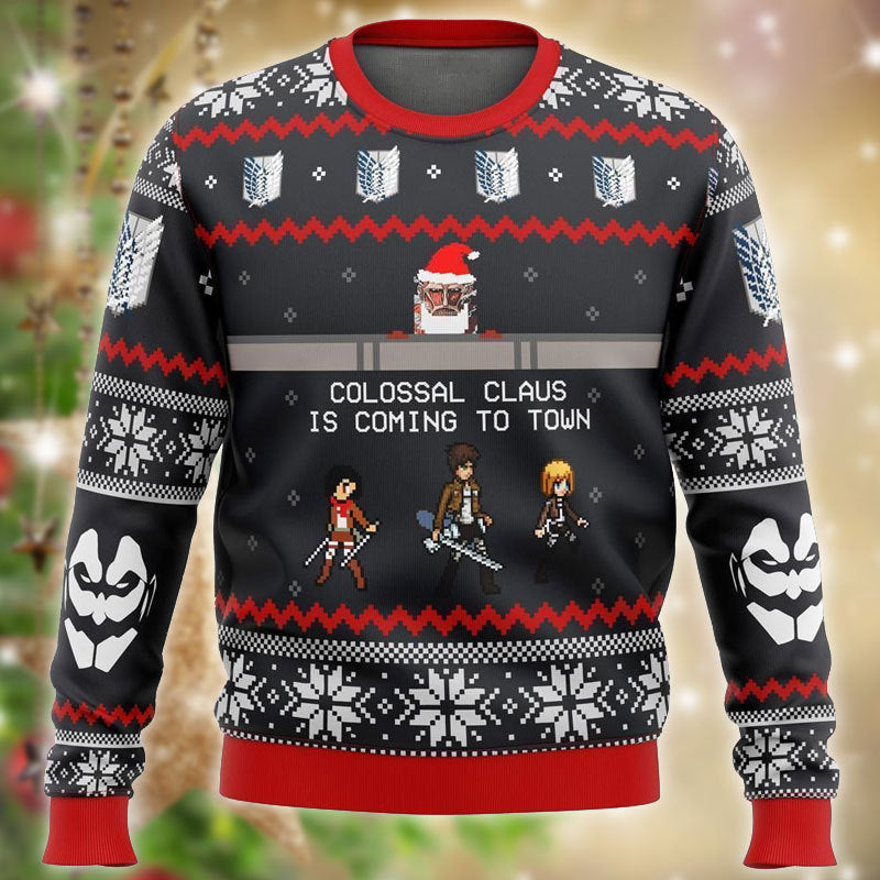 Attack On Titan Colossal Claus Ugly Sweater - Chow Down Movie Store