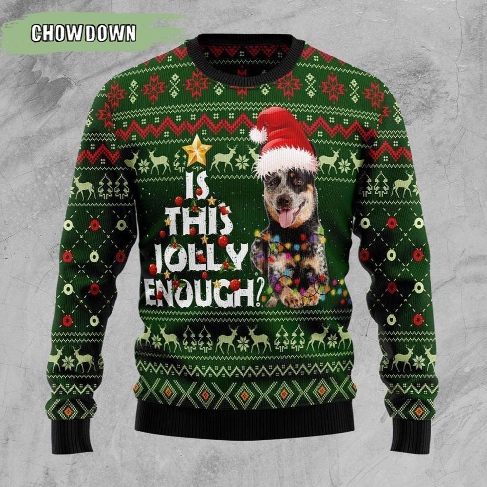 Australian Cattle Dog Jolly Dog Ugly Christmas Sweater - Chow Down Movie Store