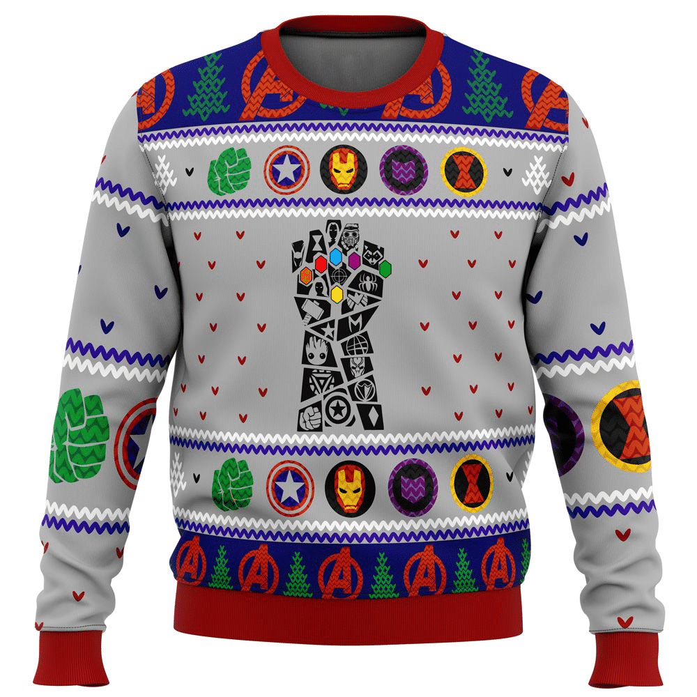 Avengers Gauntlet Ugly Sweater Gifts, Avengers Gauntlet Gift Fan Ugly Sweater - Chow Down Movie Store