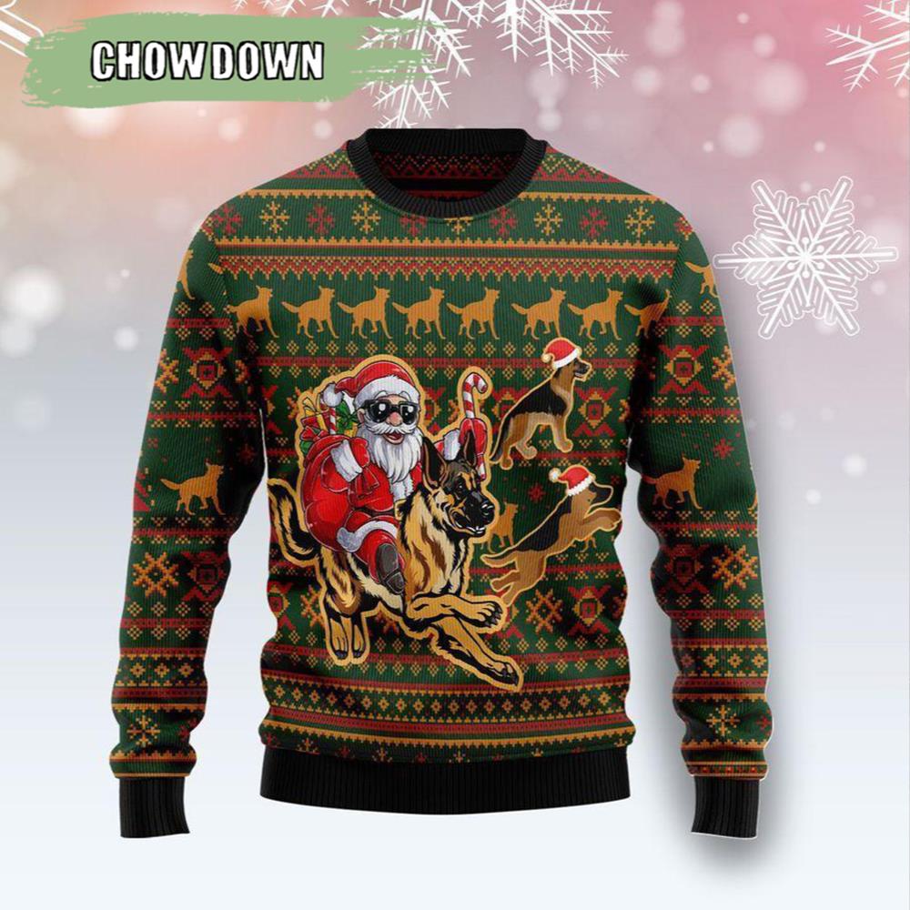 Awesome German Shepherd Santa Claus Dog Ugly Christmas Sweater Gift For Christmas - Chow Down Movie Store