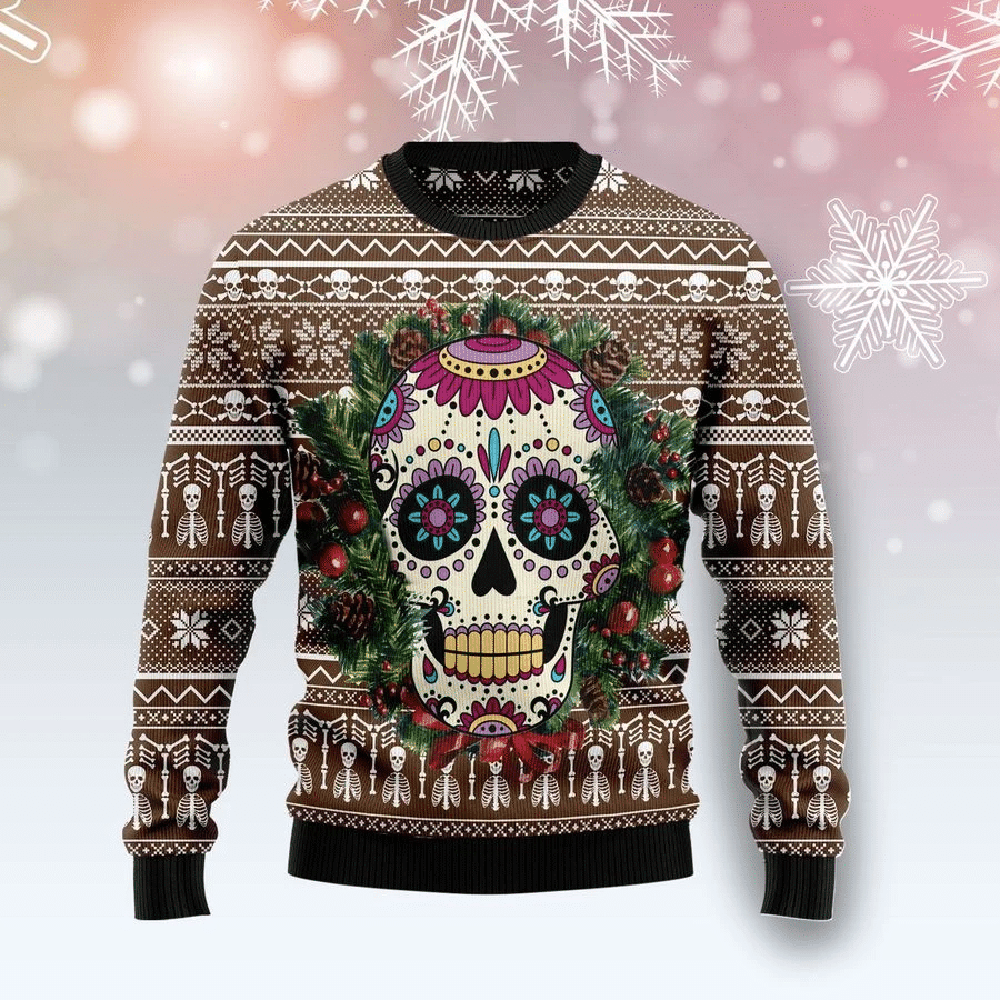 Awesome Sugar Skull Ugly Christmas Sweater US3082 - Chow Down Movie Store