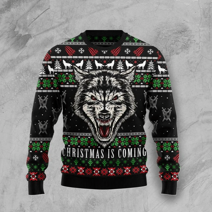 Awesome Wolf Ugly Christmas Sweater US1345 - Chow Down Movie Store