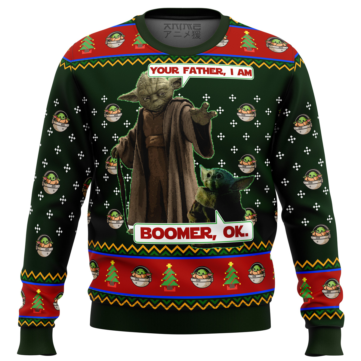 Baby Yoda Boomer Star Wars Ugly Christmas Sweater - Chow Down Movie Store