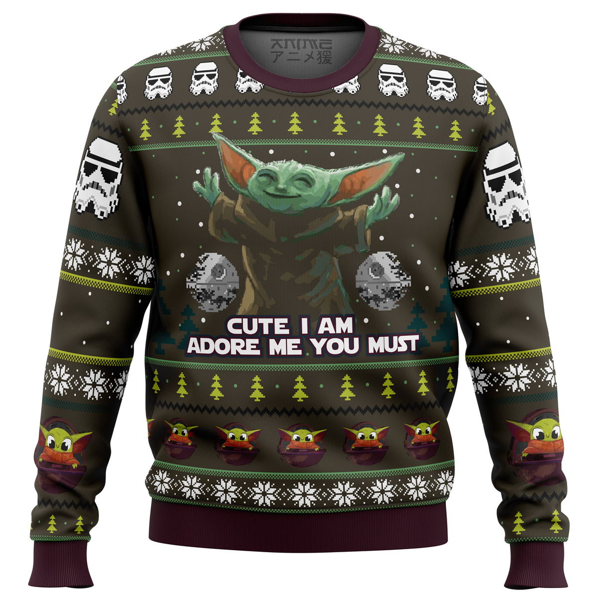 Baby Yoda Cute Mandalorion Star Wars Ugly Christmas Sweater - Chow Down Movie Store