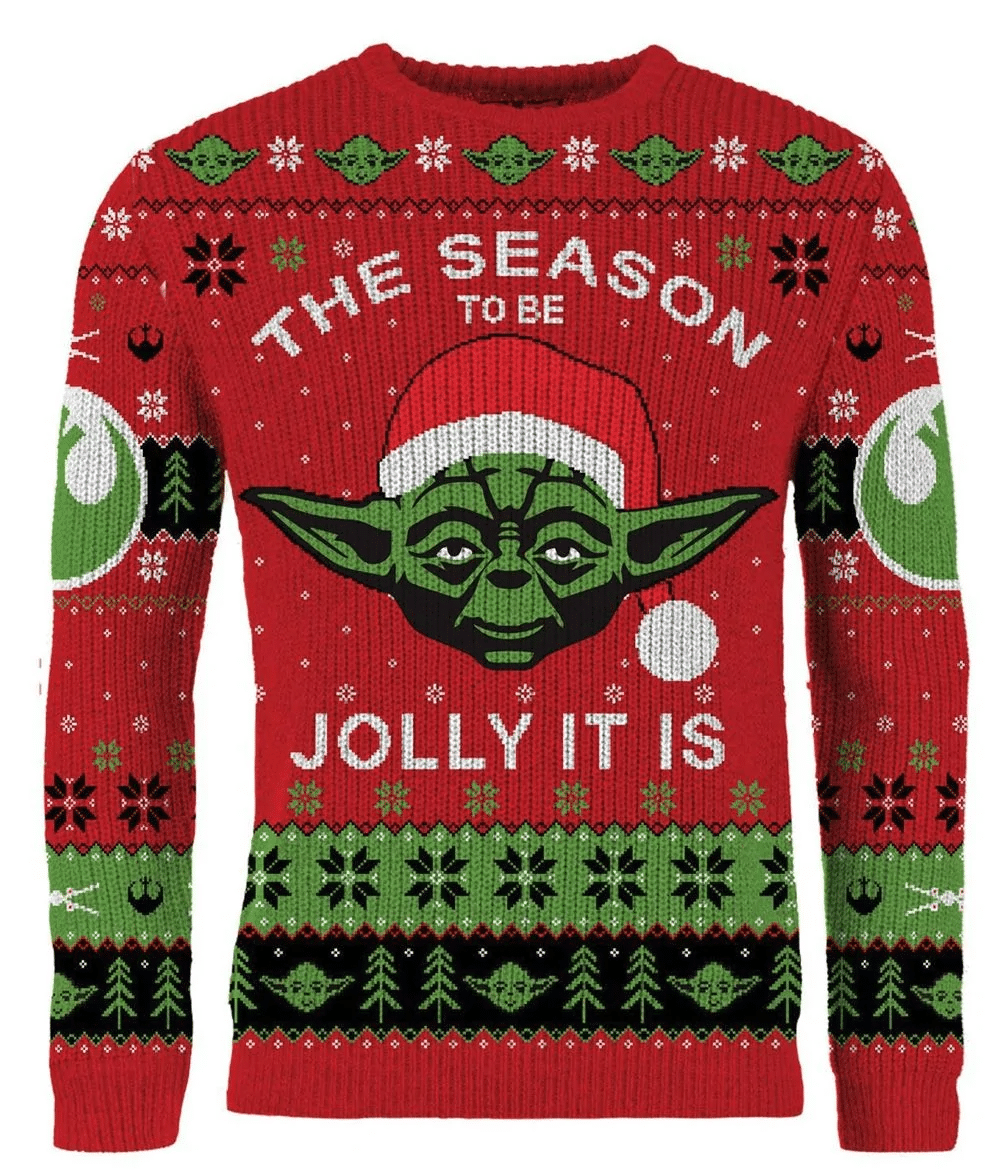 Baby Yoda The Season To Be Jolly It Is Christmas Ugly Sweater - Chow Down Movie Store