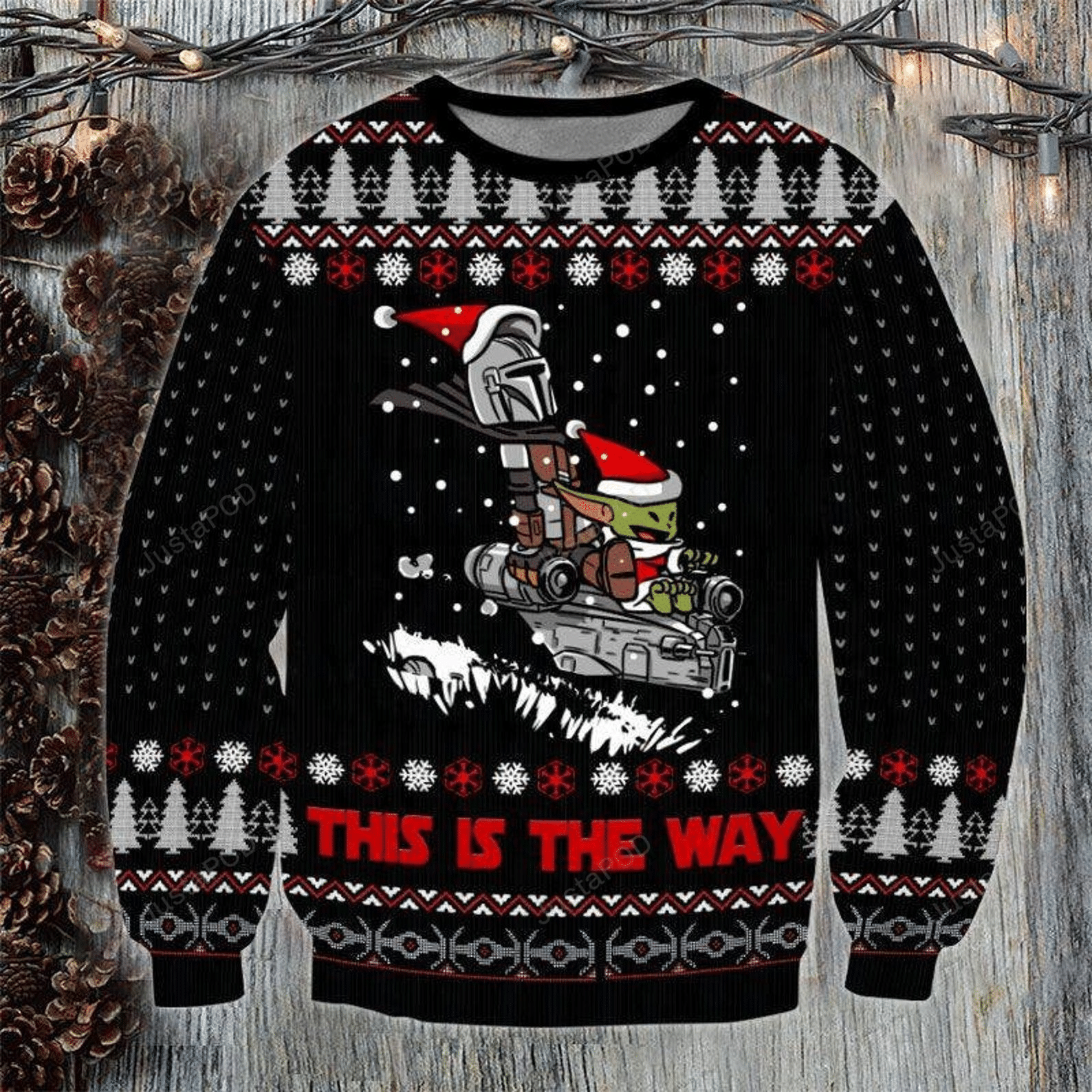 Baby Yoda This Is The Way Ugly Sweater Gifts, Baby Yoda Gift Fan Ugly Sweater - Chow Down Movie Store