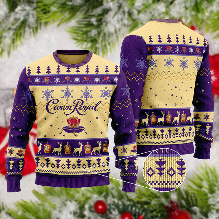 Basic Crown Royal Ugly Christmas Sweater - Chow Down Movie Store