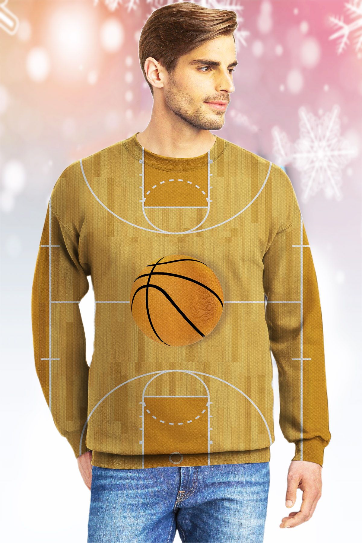 Basketball LTTLJ Ugly Christmas Sweater - Chow Down Movie Store