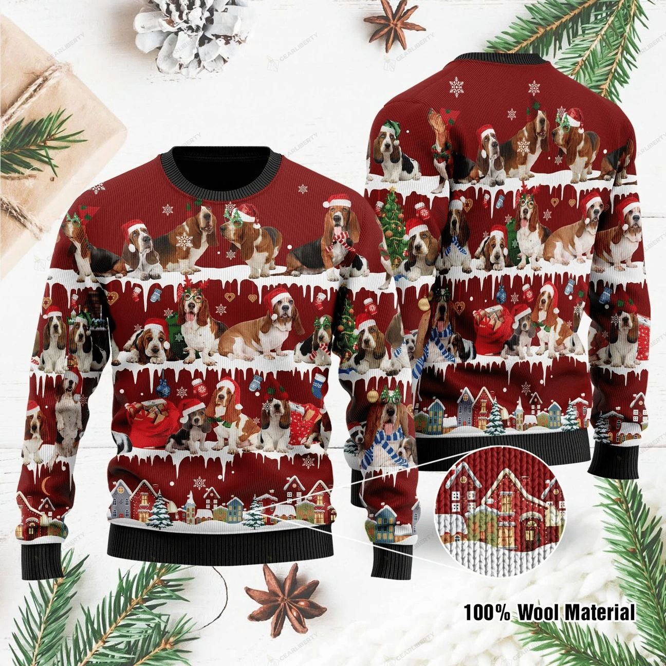 Basset Hound Ugly Christmas Sweater US1074 - Chow Down Movie Store