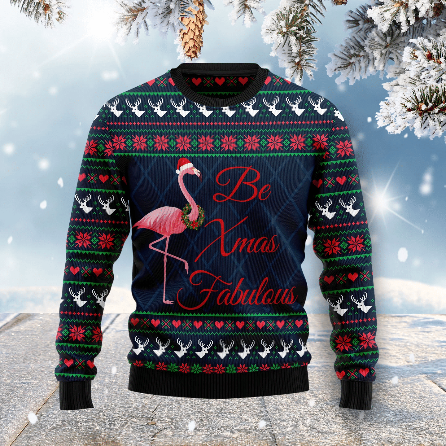 Be Xmas Fabulous Christmas Ugly Christmas Sweater - Chow Down Movie Store