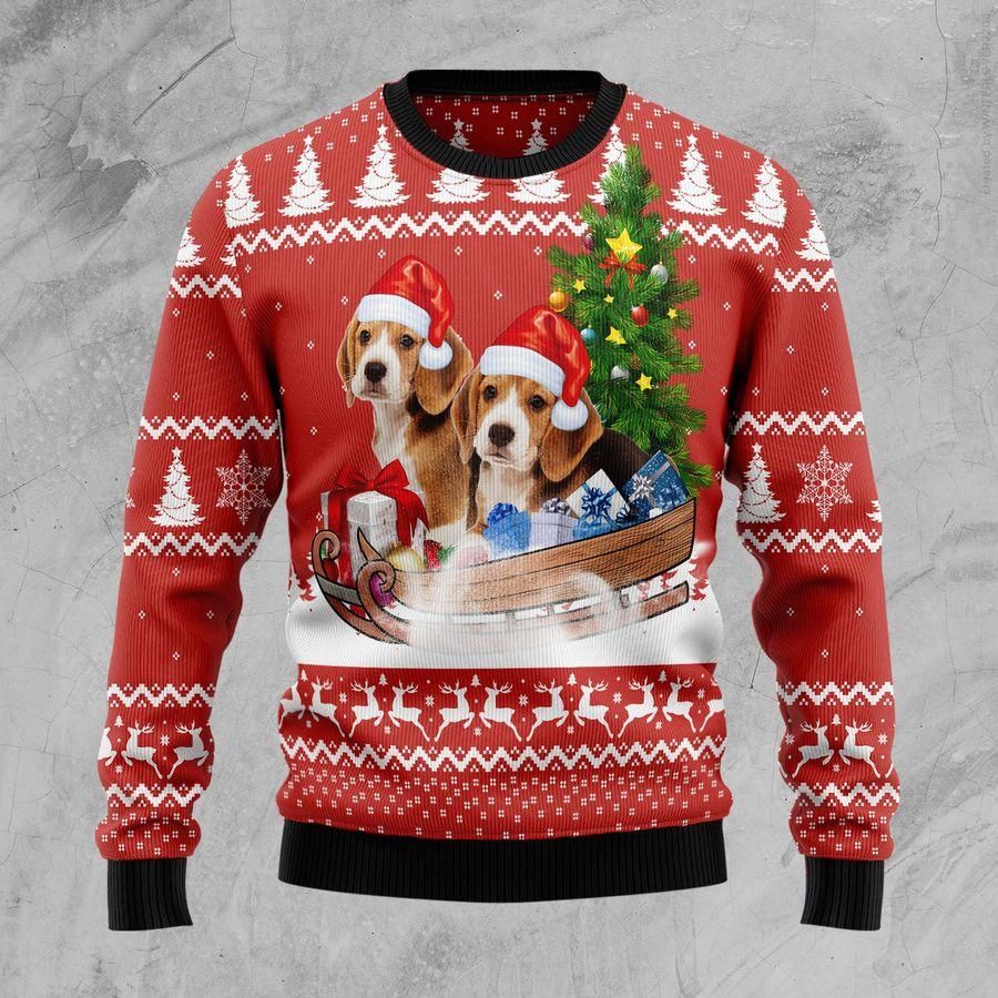 Beagle Dashing Ugly Christmas Sweater US1790 - Chow Down Movie Store