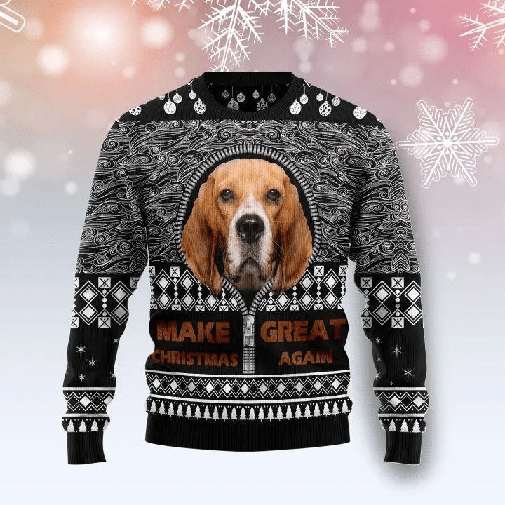 Beagle Make Great Again Ugly Christmas Sweater - Chow Down Movie Store