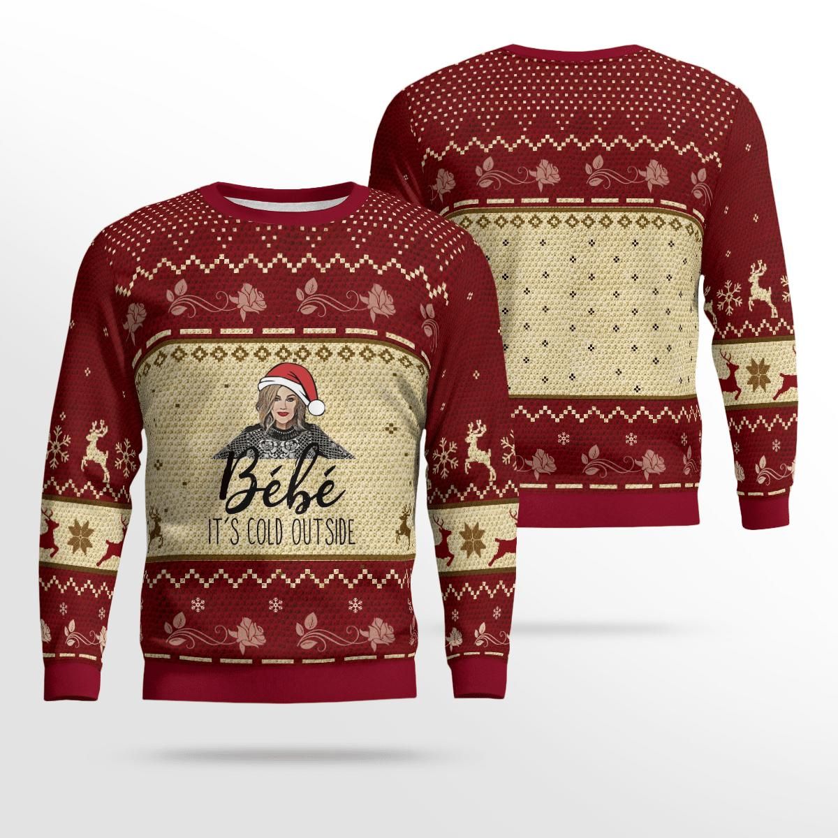 Bebe It's Cold Outside Ugly Sweater, Christmas Gift, Bebe It's Cold Outside Ugly Christmas Sweater - Chow Down Movie Store