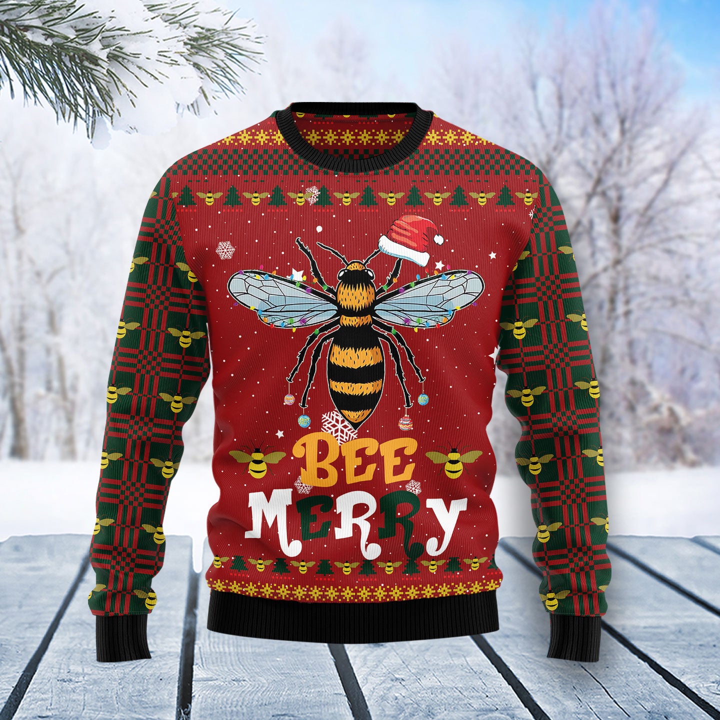 Bee Merry Ugly Christmas Sweater - Chow Down Movie Store