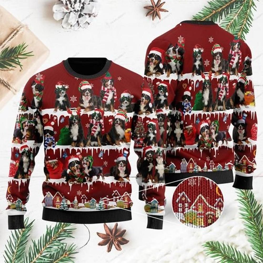 Bernese Mountain Dog Ugly Christmas Sweater US1104 - Chow Down Movie Store