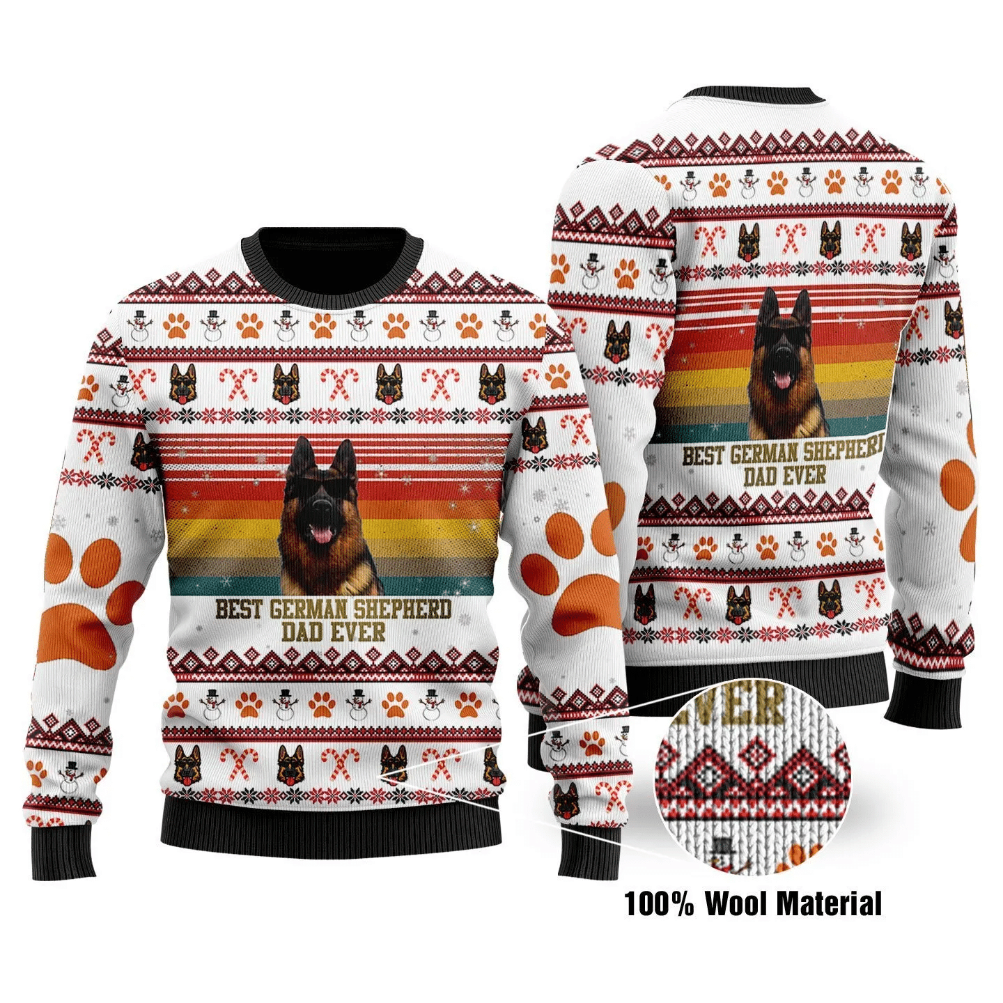 Best German Shepherd Dog Dad Ugly Christmas Sweater - Chow Down Movie Store