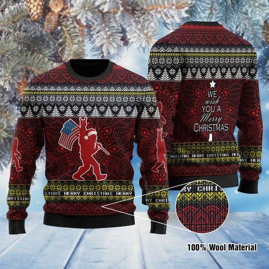 Bigfoot And Mandala Pattern Ugly Christmas Sweater US1011 - Chow Down Movie Store