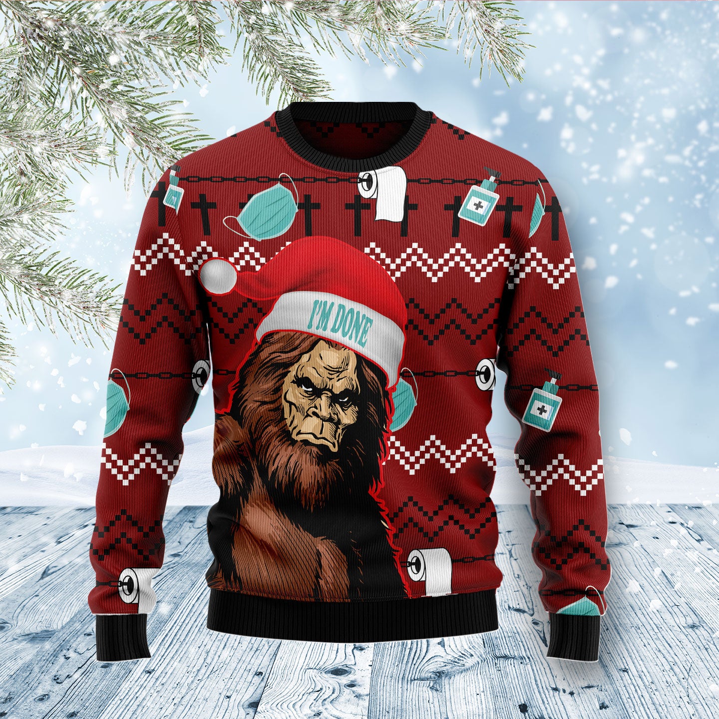 Bigfoot Done Ugly Christmas Sweater - Chow Down Movie Store