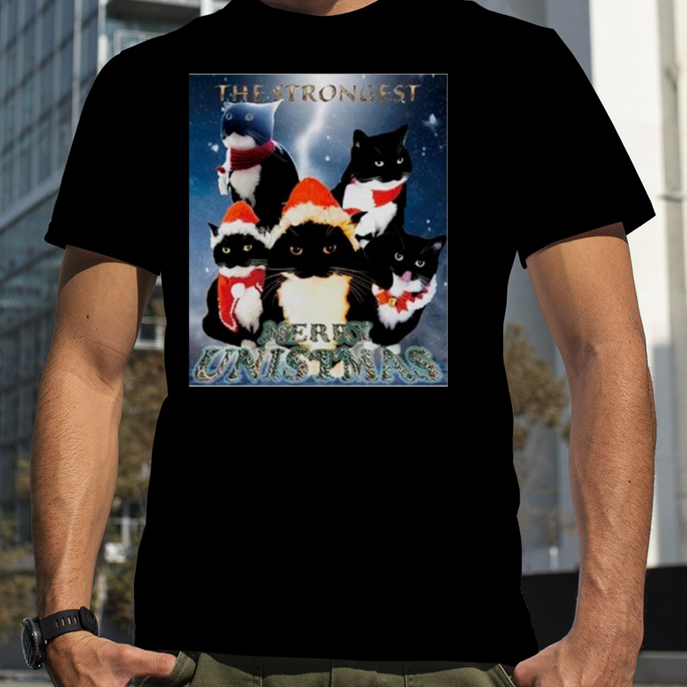 Black cat the strongest merry unistmas shirt