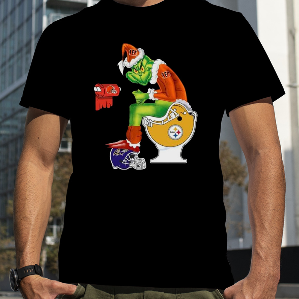 Grinch Santa Cincinnati Bengals toilet Christmas 2023 shirt