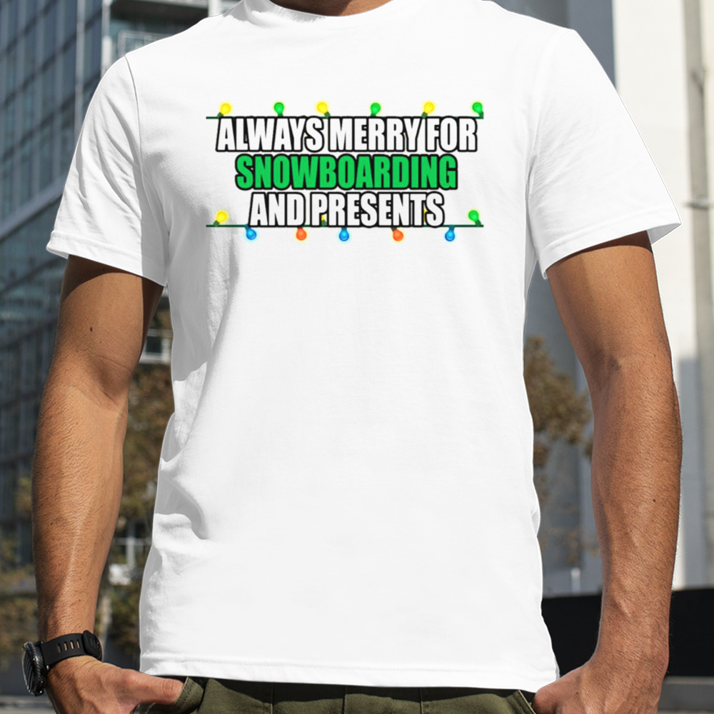 Snowboarding Christmas Colored Lights shirt