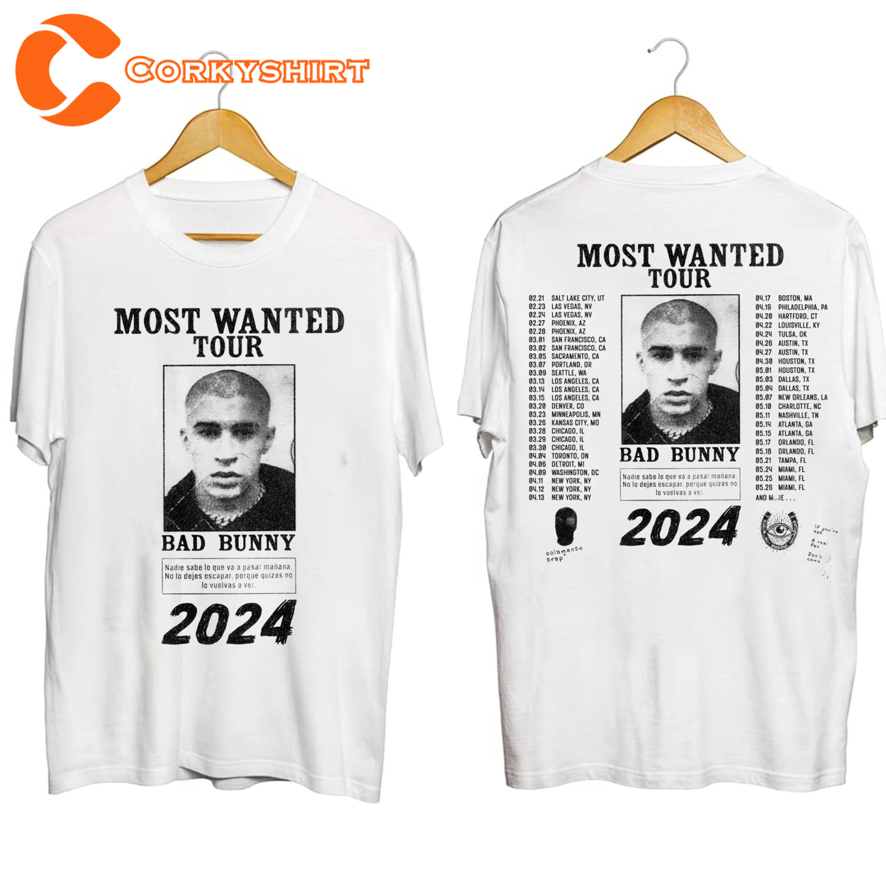 Bad Bunny Tour Most Wanted 2024 T-shirt