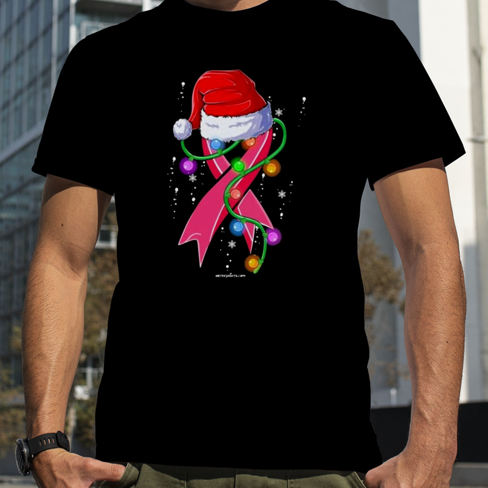 Christmas Santa Hat Pink Ribbon Xmas Tree Snow Premium T-shirt