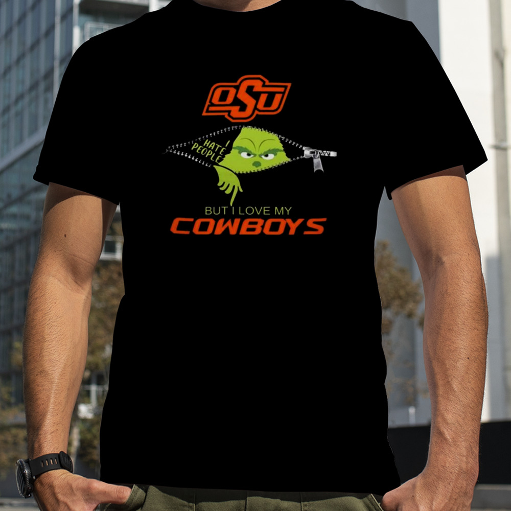 Grinch Zipper I Hate People But I Love My Oklahoma State Cowboys T-shirt