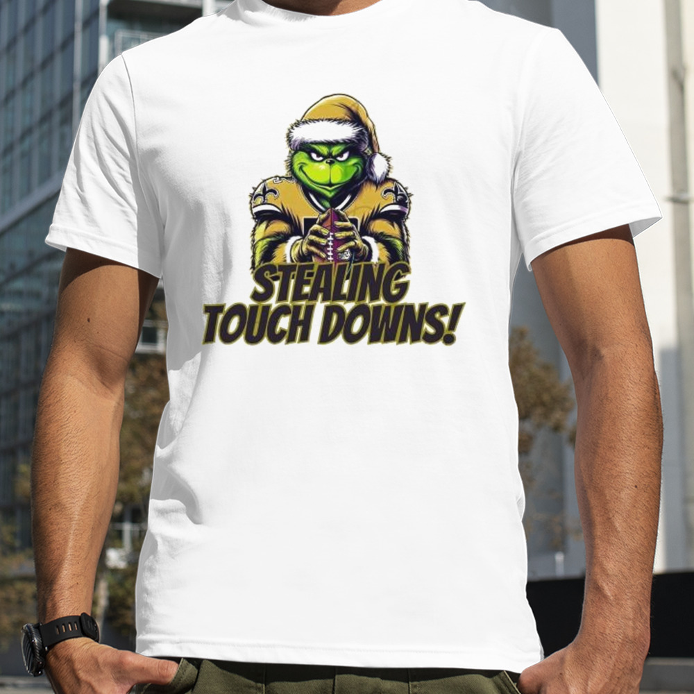 Santa Grinch New Orlean Saints Stealing Touch Downs Christmas Shirt