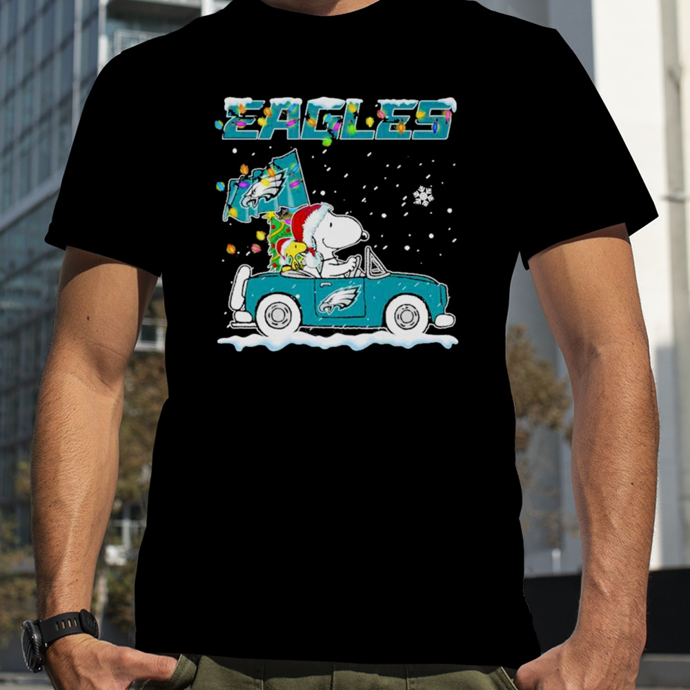 Snoopy and Philadelphia Eagles Christmas Car 2023 Shirt