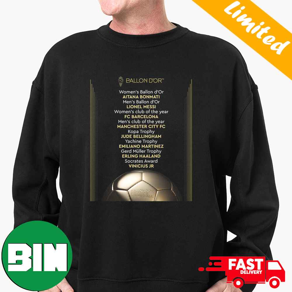 All The Winners In Ballon d'Or 2023 List T-Shirt