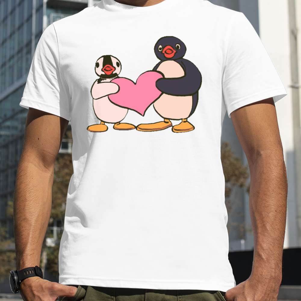 Cute Pingu And Pinga Penguin Holding Heart shirt