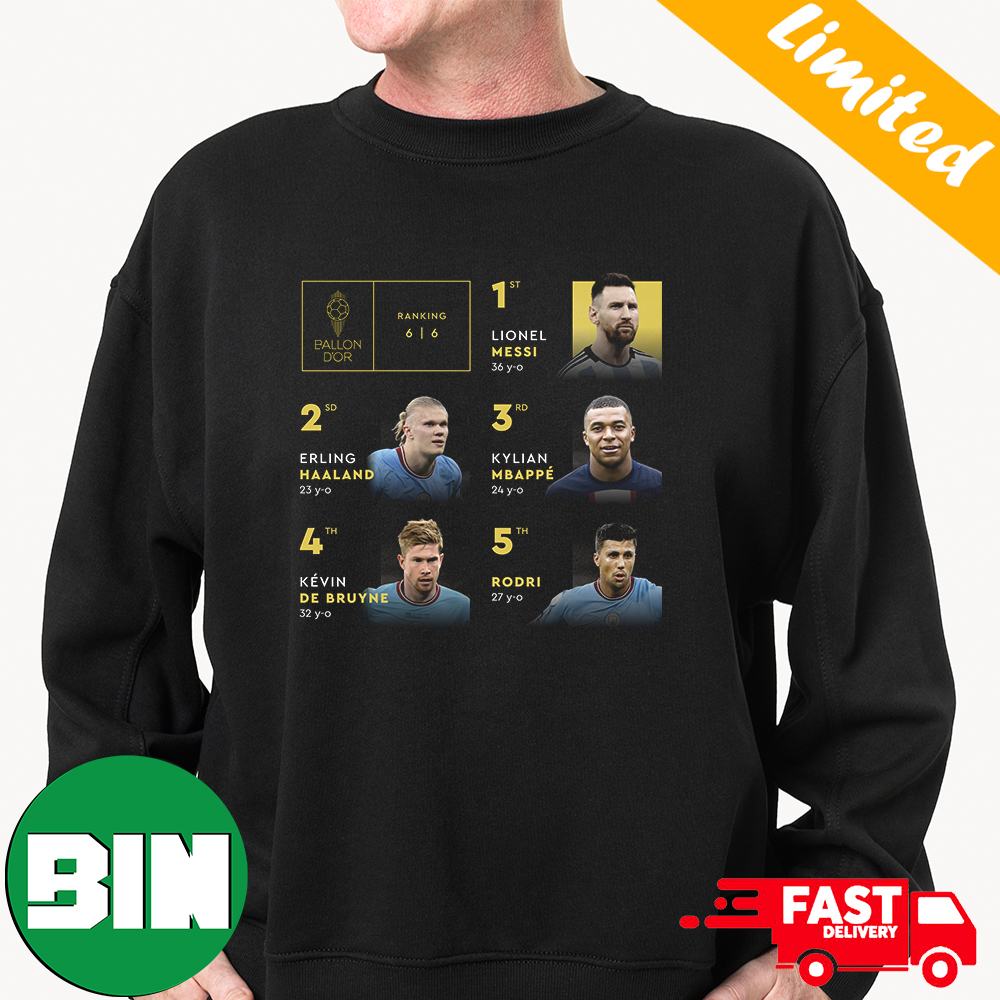 Full 2023 Men's Ballon d'Or Ranking List T-Shirt