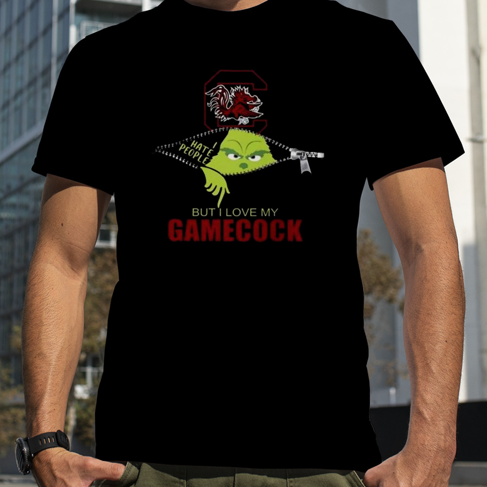 Grinch Zipper I Hate People But I Love My South Carolina Gamecocks T-Shirt