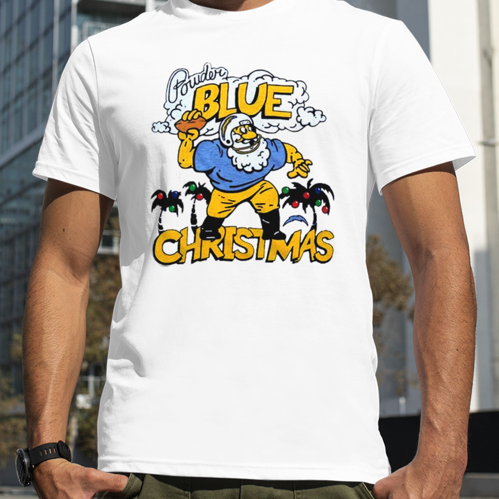 Los Angeles Chargers Santa Claus Powder Blue Christmas T-shirt