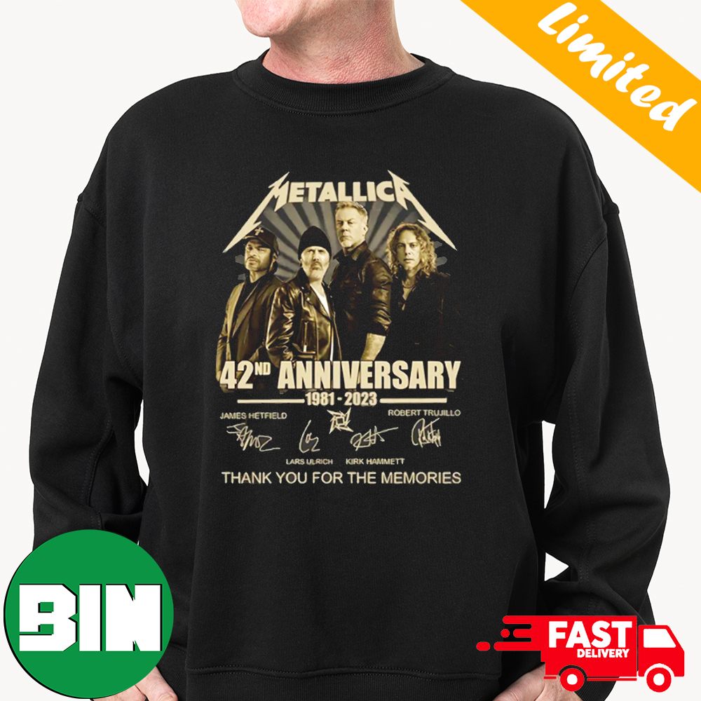 Metallica 42nd Anniversary 1981-2023 The Memories Signature Members For Fans T-Shirts