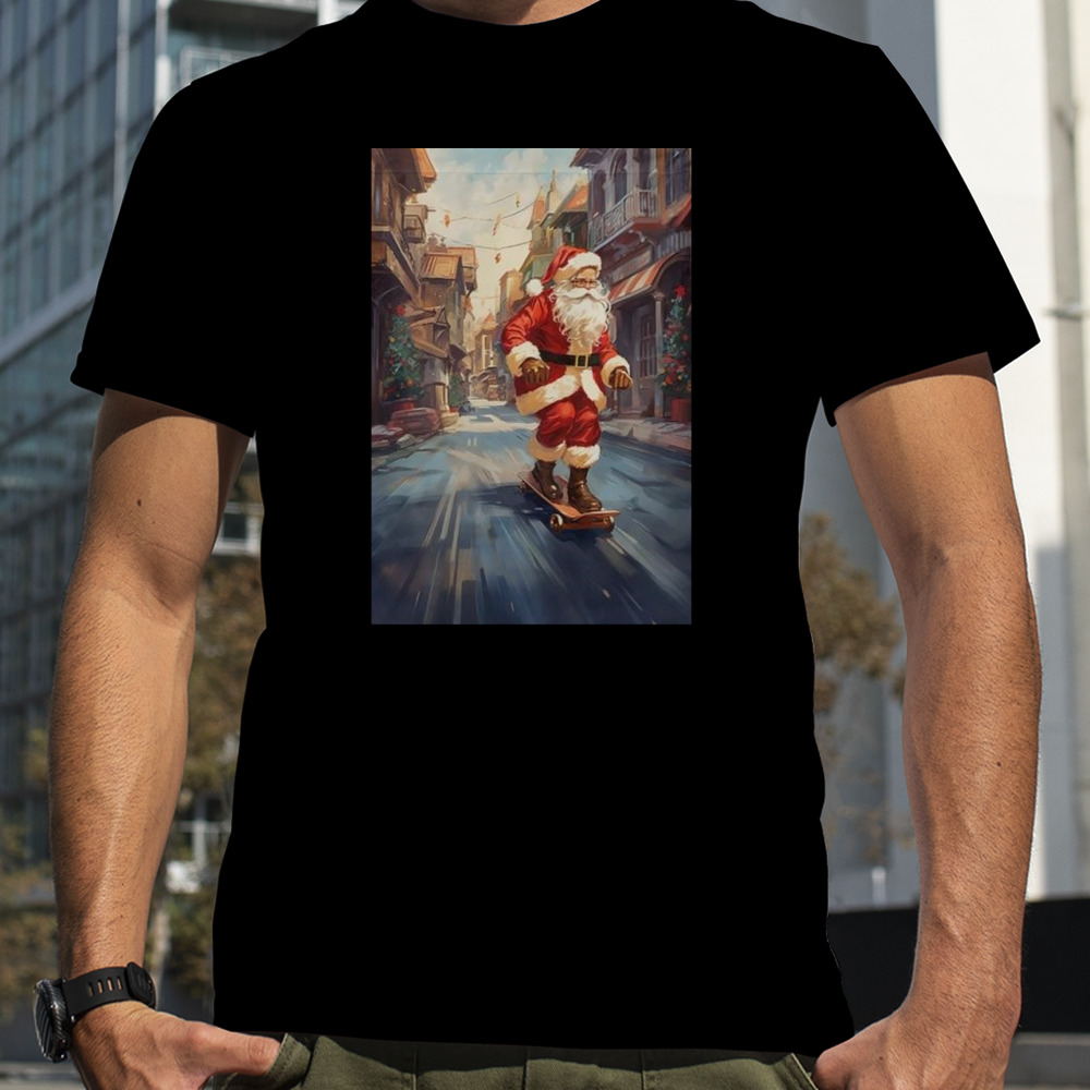 Santa Claus Is Rollerblading Christmas 2023 T-shirt