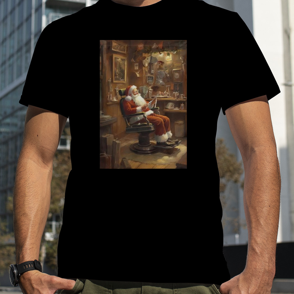 Santa Claus Is Sitting Studying Christmas 2023 T-shirt