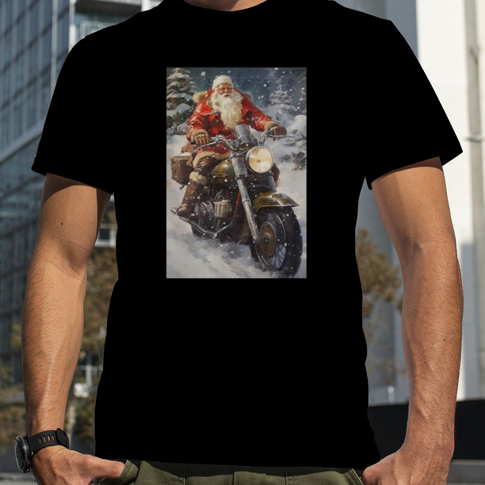 Santa Claus Ride A Motorcycle Christmas 2023 T-shirt