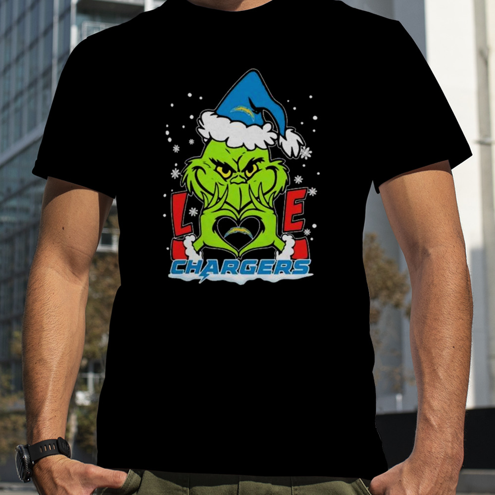 The Grinch Love Heart Los Angeles Chargers Football Christmas 2023 Shirt