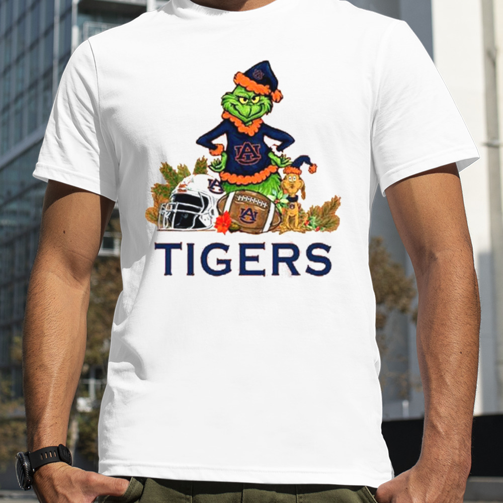 Auburn Tigers Santa Grinch And Dog Merry Christmas T-Shirt