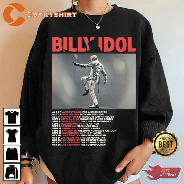 Billy Idol Tour Dates 2023 With Alex Cameron T-shirt