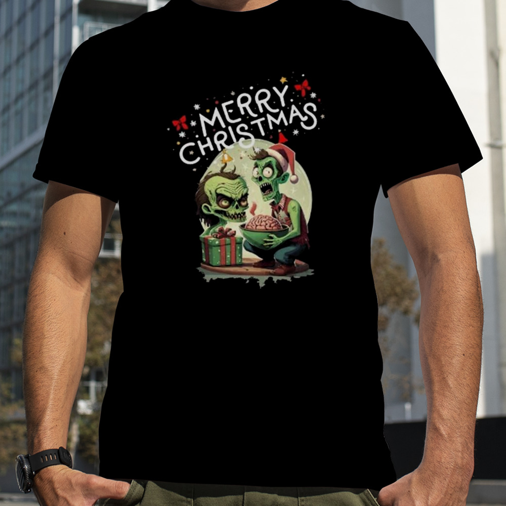 Brains For A Merry Christmas Zombie X-mas 2023 T-shirt