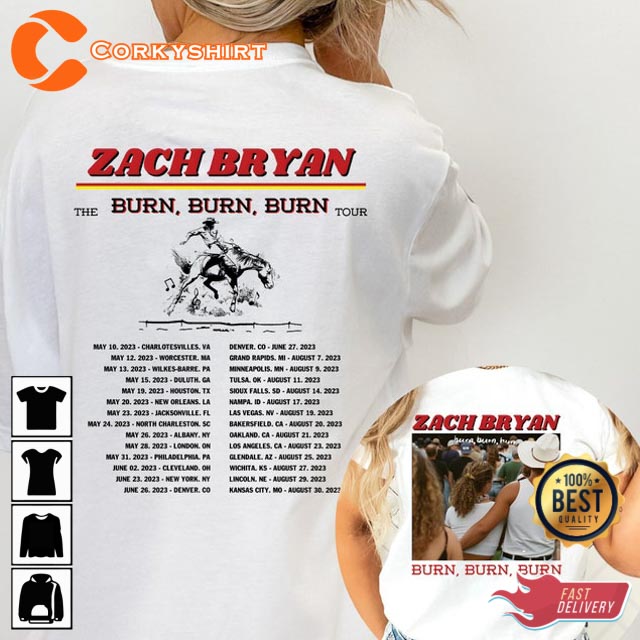 Burn Burn Burn Tour 2023 Zach Bryan Country Music Western Shirt