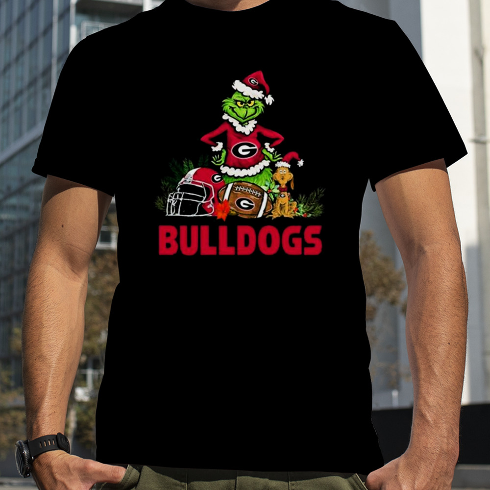 Georgia Bulldogs Santa Grinch And Dog Merry Christmas T-shirt