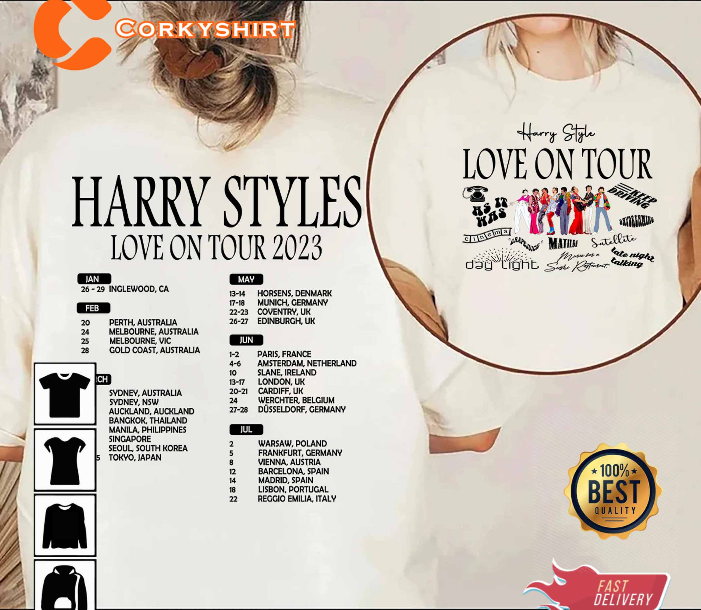 Harry Styles Love On Tour Outfits Tshirt