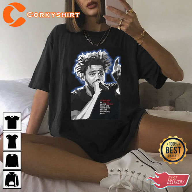 J Cole Happy Being Myself Shirt World Tour 2023